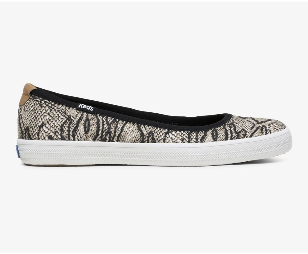 Slip On Γυναικεια - Keds Bryn Snake - Λευκα/Μαυρα - GXDTR1245